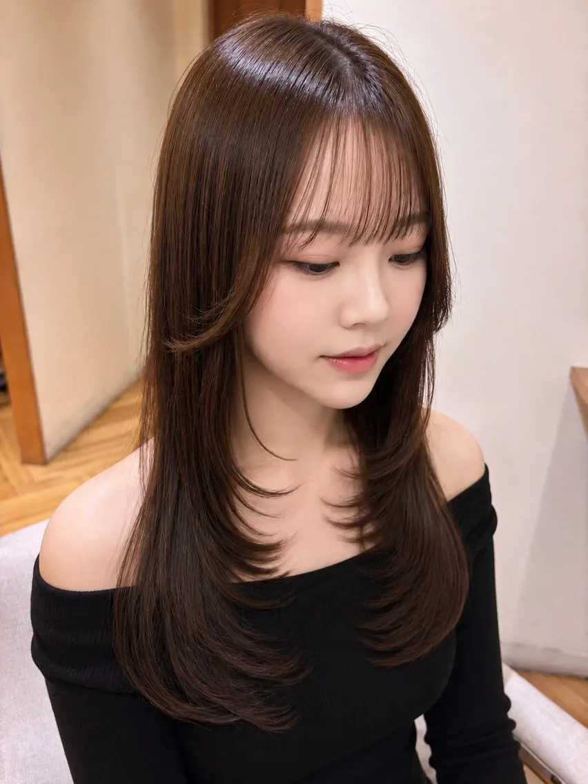 ロング レイヤーカット カット ヘアカラー レイヤーカット 🇰🇷SAYAのヘアスタイル