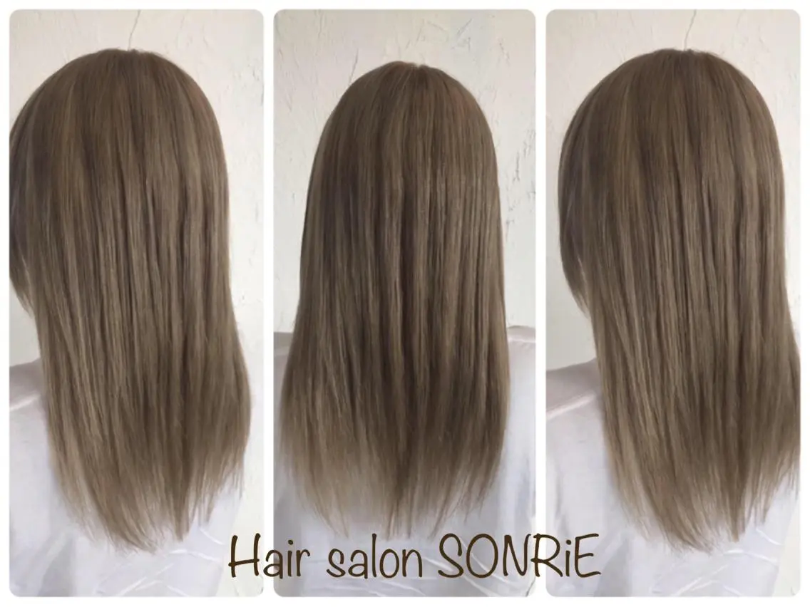 セミロング カラー パーマ ヘアアレンジ アッシュ ベージュカラー トリートメント 豊橋美容院 ソンリエのヘアスタイル