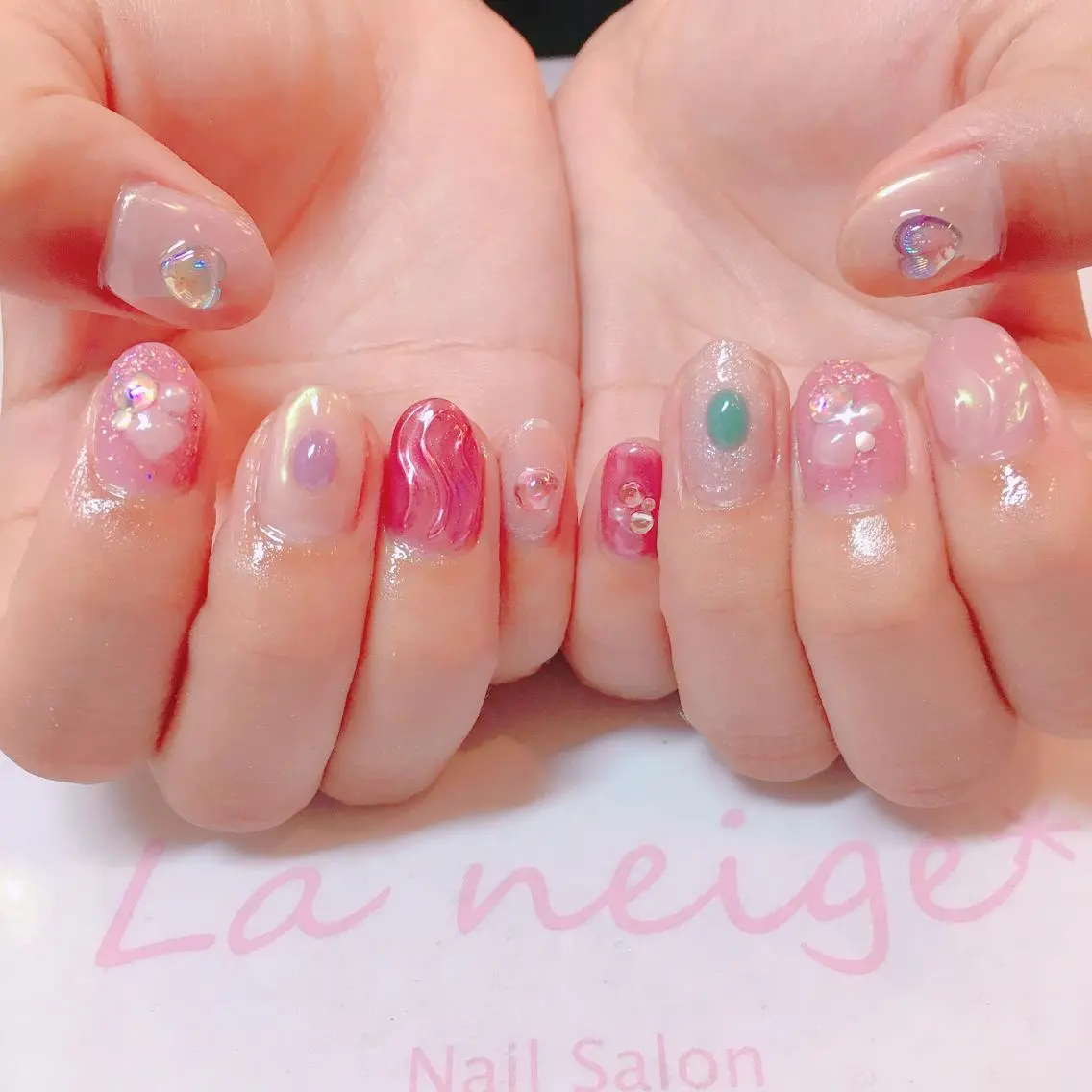 ネイル ハート La neige* yuki 🐩🌙のネイルデザイン