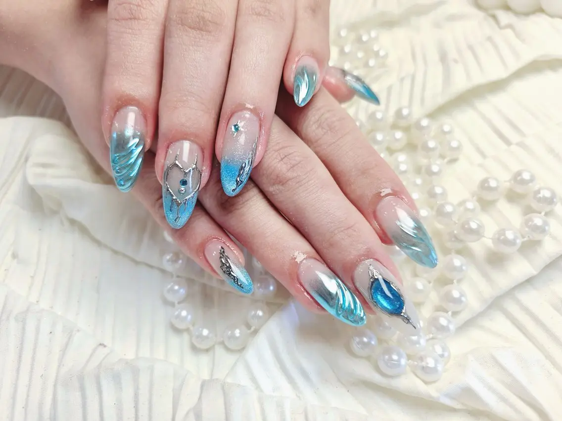 ネイル アートネイル フットネイル ジェルネイル ハート マグネットネイル Babarla Nailのネイルデザイン