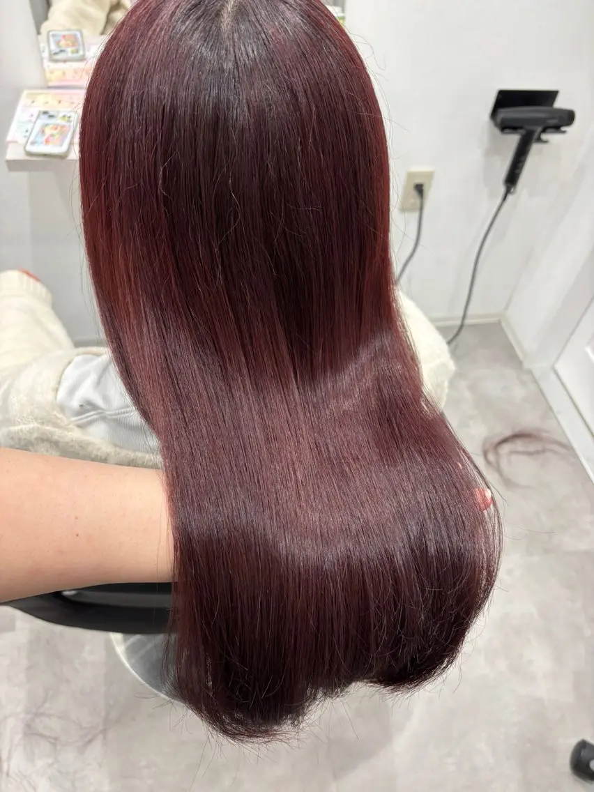 ロング カラー レッドカラー カット ヘアカラー トリートメント ヘッドスパ 髪質改善/透明感 カラー/内藤有須加のヘアスタイル
