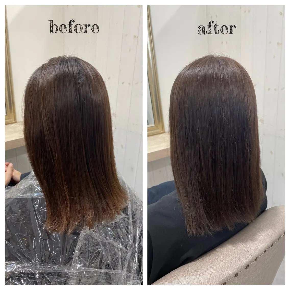 ミディアム カラー ベージュカラー オリーブベージュ ヘアカラー トリートメント PutiLuca 浅川のヘアスタイル