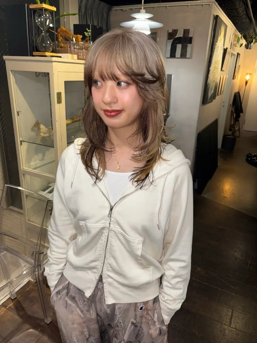ミディアム カラー カット ヘアカラー 心斎橋/デザインカラ ー/海外風/ナツミのヘアスタイル