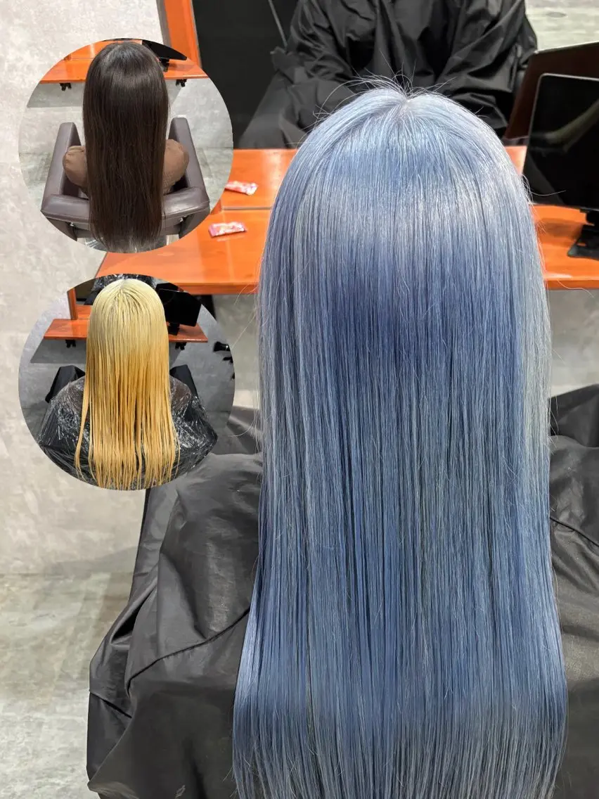 ロング カラー バレイヤージュ ブリーチ ブルーカラー ケアブリーチ 透明感カラー ヘアカラー 【C'LD】 Mimoのヘアスタイル