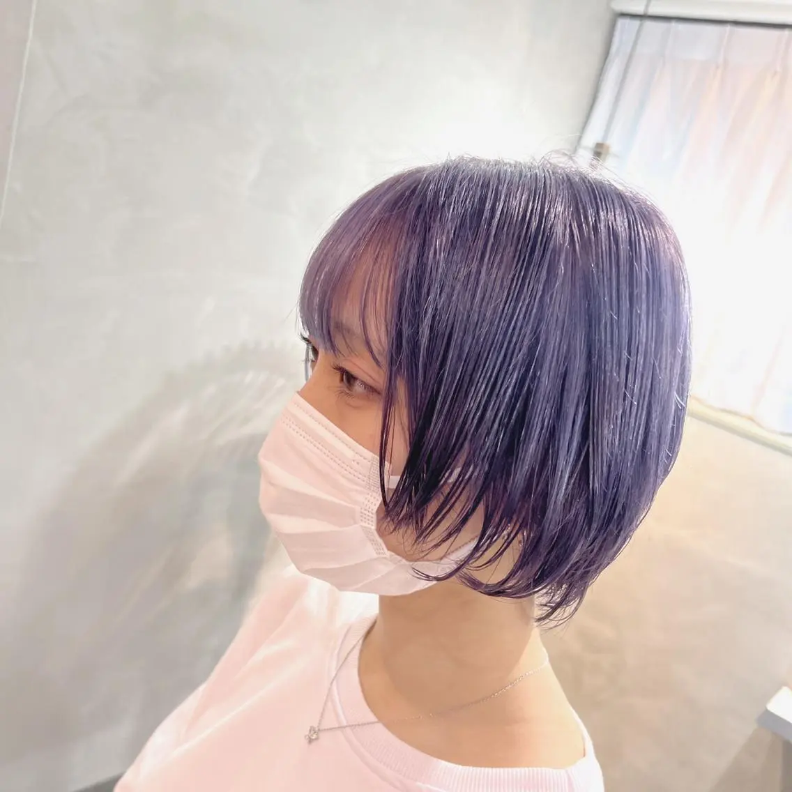ショート カラー ブルーカラー ブルーラベンダー ラベンダーカラー カット ヘアカラー トリートメント ブリーチなしWカラー ✨縮毛矯正✨ワタベのヘアスタイル