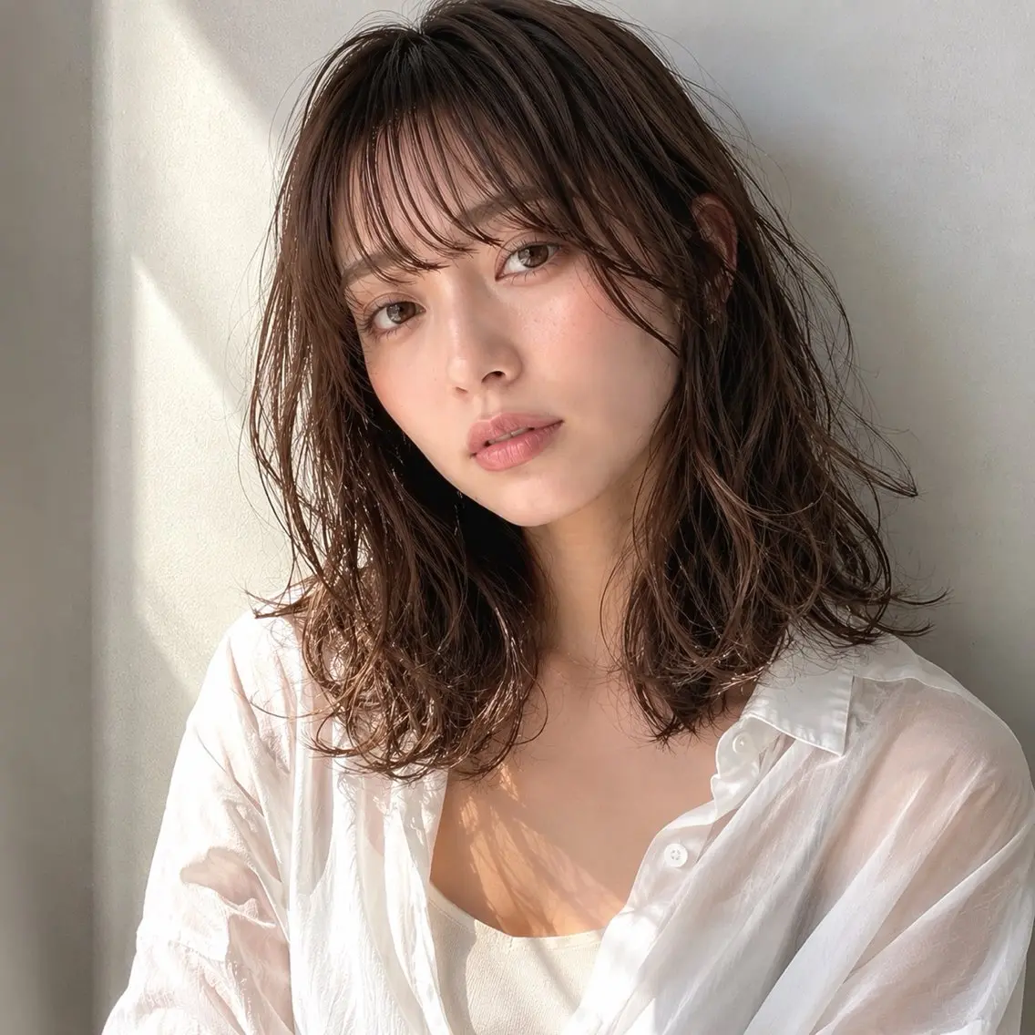 ミディアム カラー パーマ ミディアムパーマ カット ヘアカラー パーマ トリートメント ボブパーマ/縮毛矯正 /かわいい/せき🫧のヘアスタイル