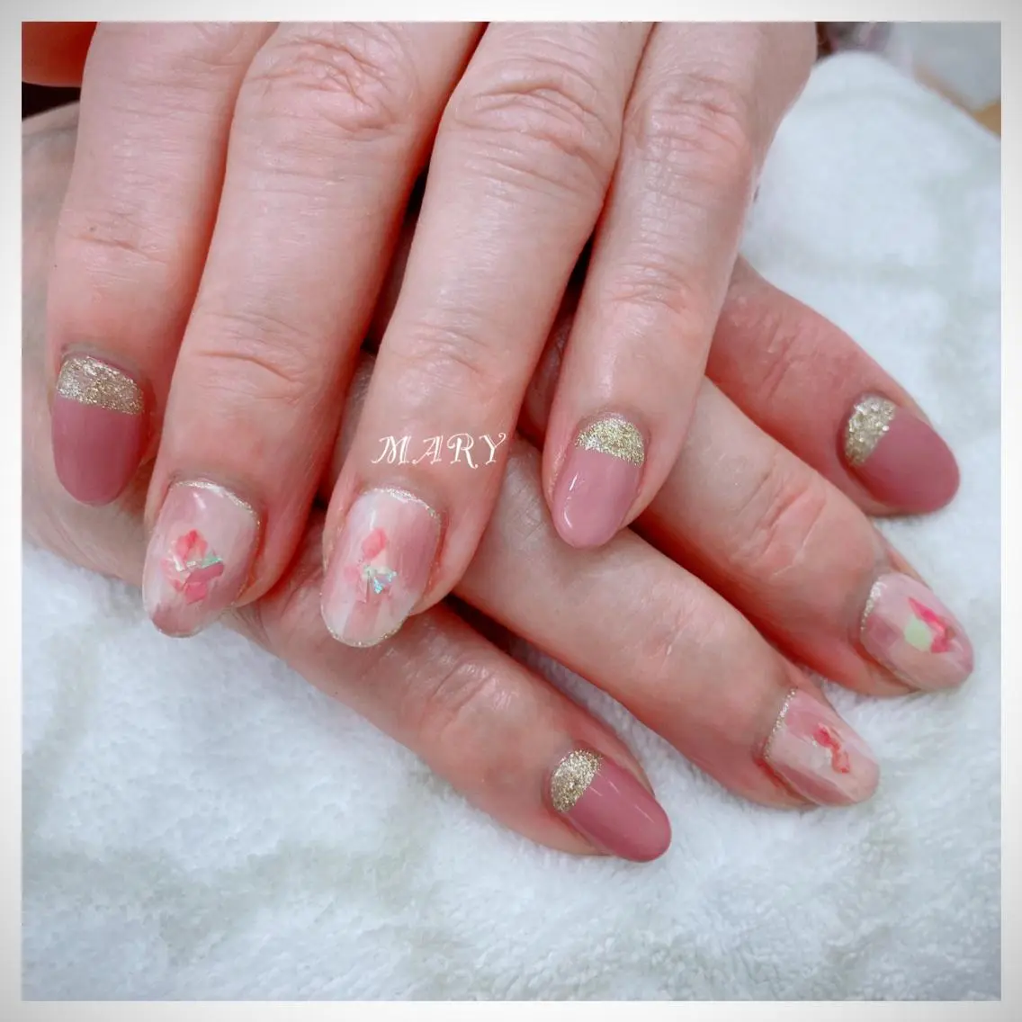 ネイル アートネイル ニュアンスネイル オフィスネイル ワンカラーネイル ピンク ハンドネイル Mary nail .narumiのネイルデザイン