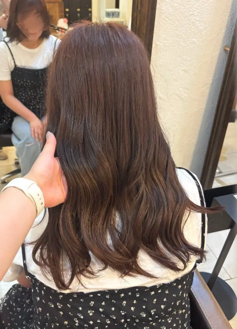 ロング カラー ブリーチ ダブルカラー ブリーチなしカラー オレンジ 松本 さくらのヘアスタイル