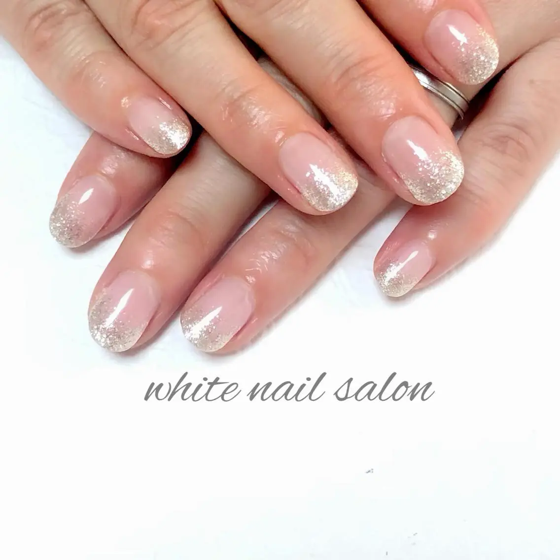 ネイル フットネイル ジェルネイル グラデーション ハードジェル ラメ(グリッター) white nail salonのネイルデザイン
