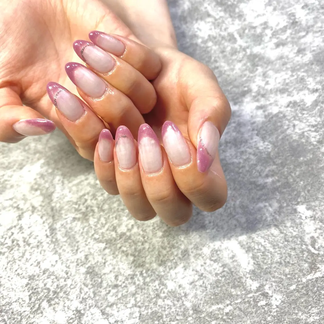 ネイル オーロラネイル フレンチネイル ピンク ハンドネイル ★Rinail... .のネイルデザイン