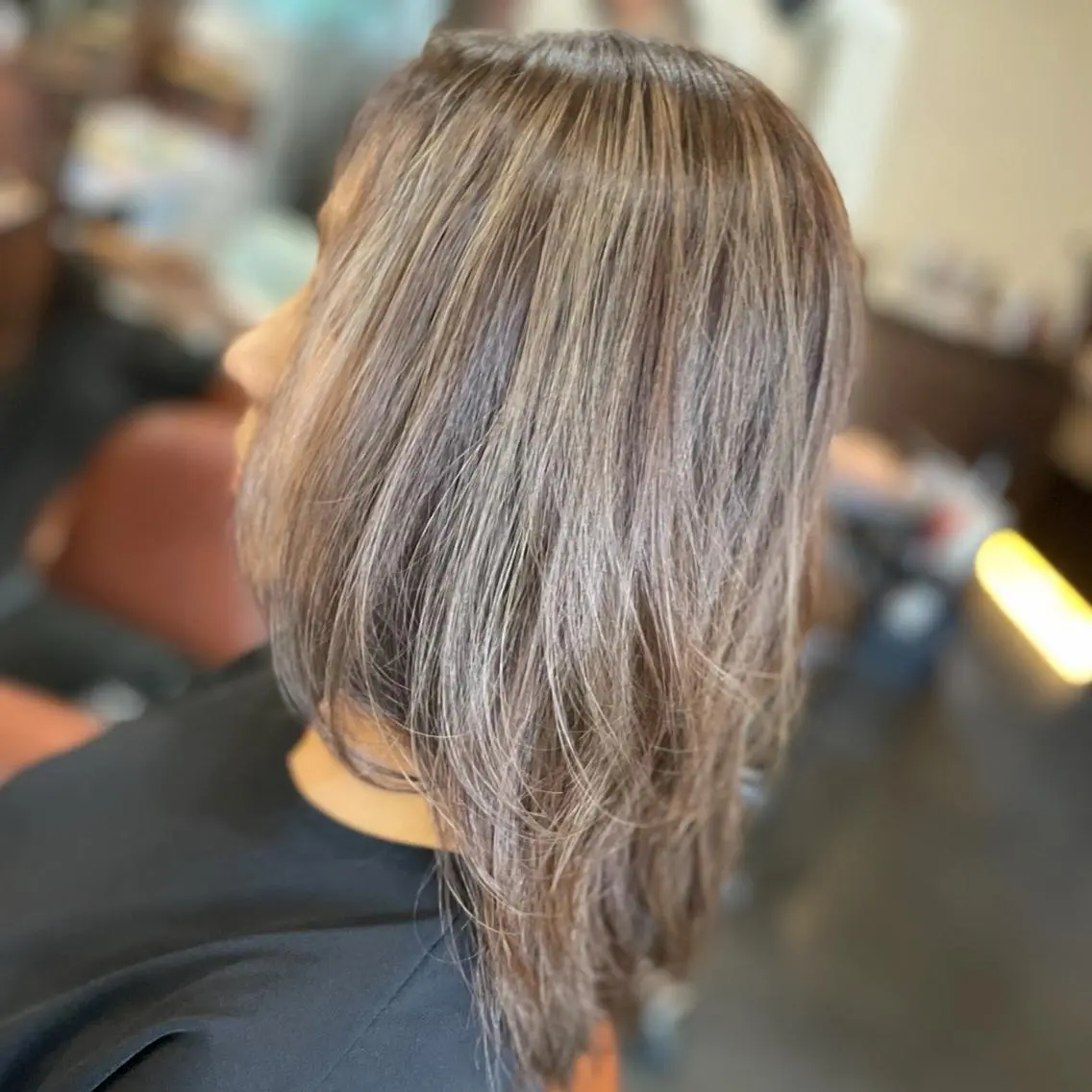 ミディアム カラー ヘアアレンジ キッズ ベージュカラー ブラウンカラー ブラウンベージュ ハイライトカラー オレンジ Hikari /京都駅美容室のヘアスタイル