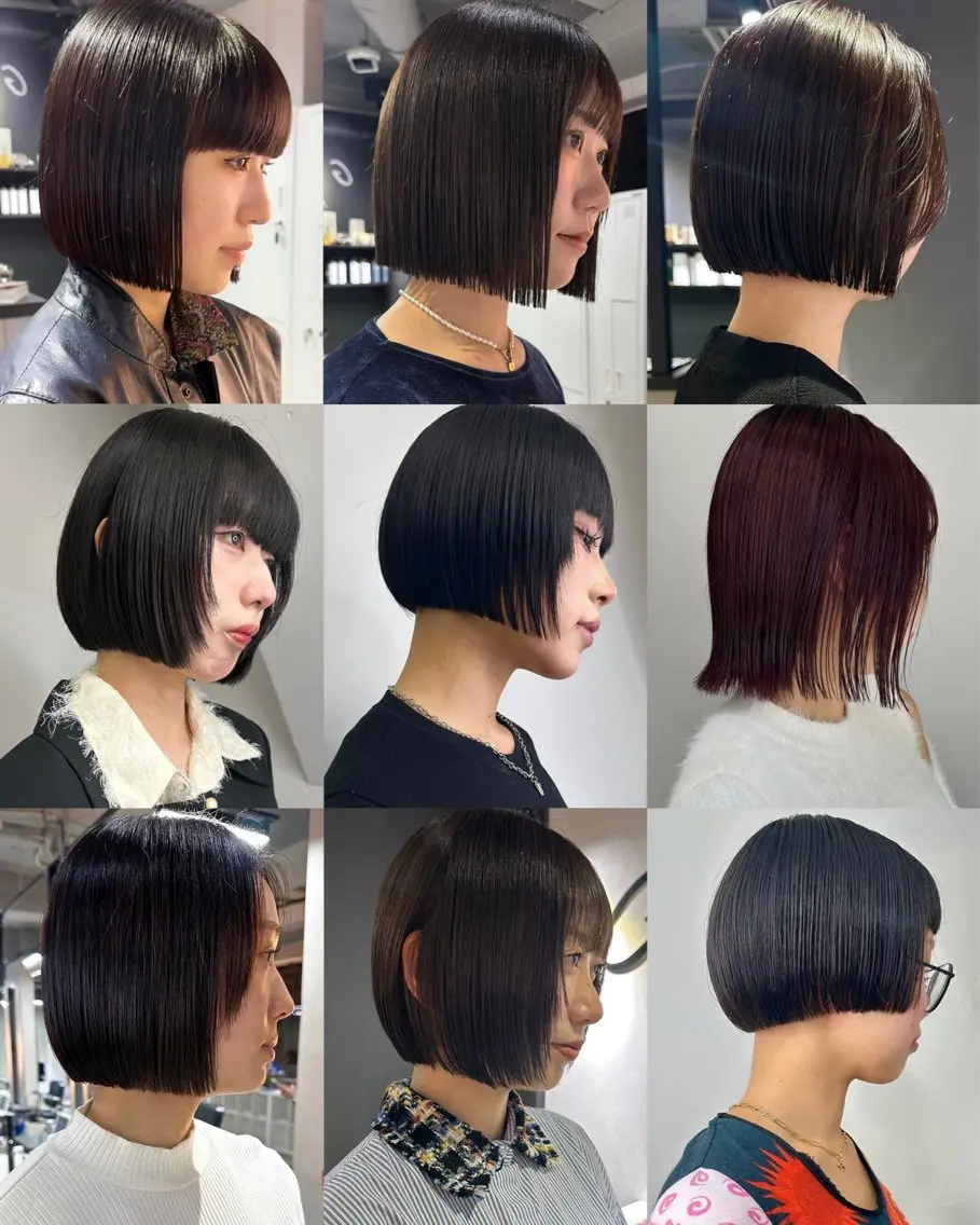 ショート カラー ボブ 髪質改善 縮毛矯正 カット ヘアカラー トリートメント 縮毛矯正×ボブ職人 【圧倒的朝楽ボブ】のヘアスタイル