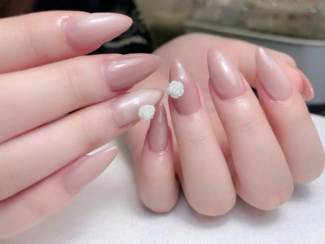 ネイル 長さ出し ジェルネイル ガーリー 韓国ネイル ロングネイル 中野駅から2分 MEO NAILのネイルデザイン