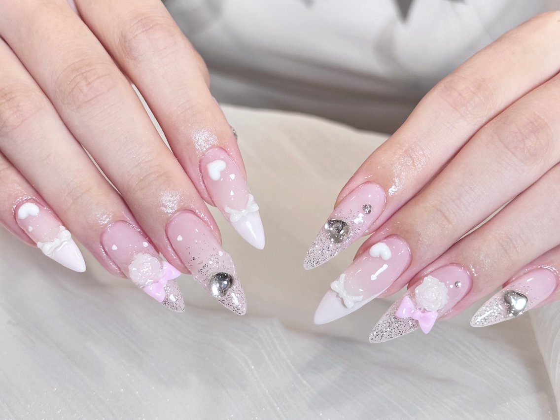 ネイル 韓国ネイル ロングネイル シンプルネイル スーパーロングネイル Luci Nail Shinokuboのネイルデザイン