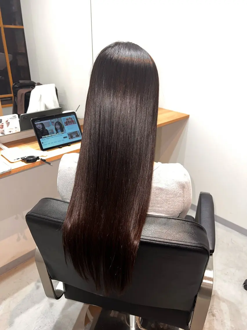 ロング カット 縮毛矯正 トリートメント omaリュウガ/縮毛 矯正/透明感カラーのヘアスタイル