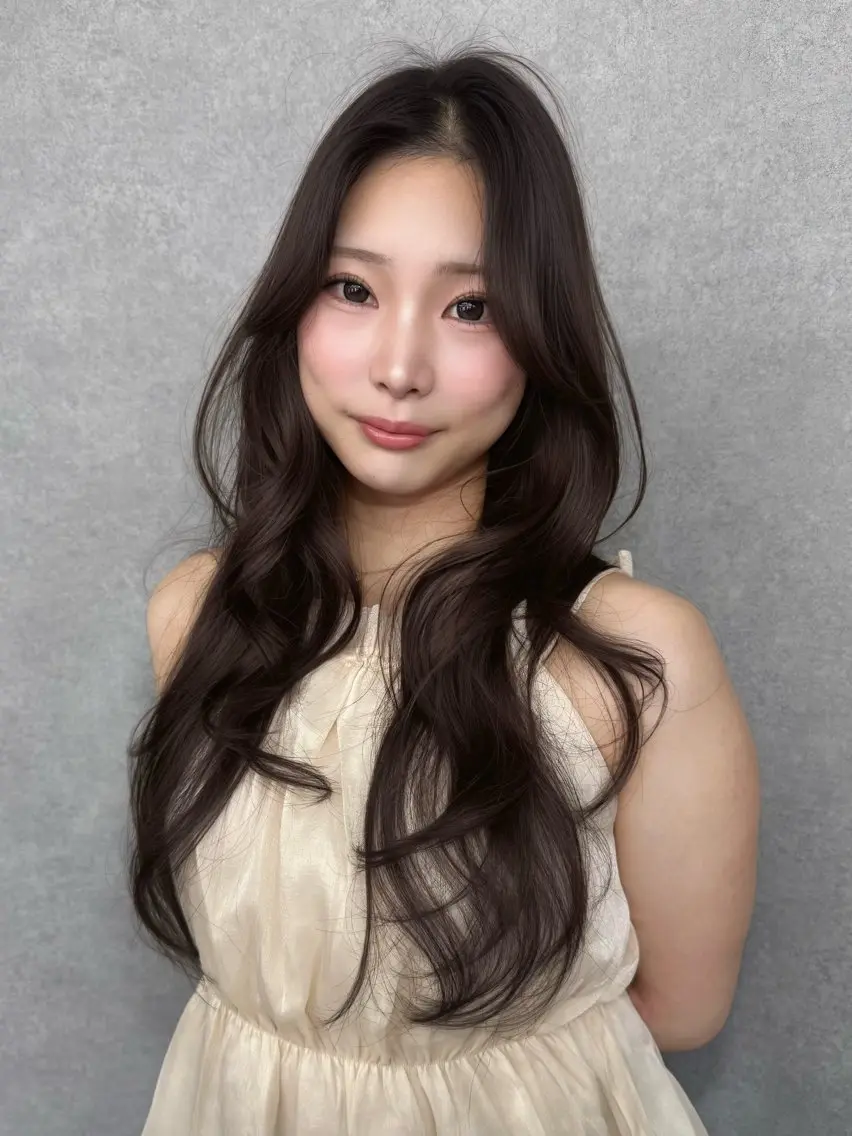 ロング カラー 韓国風ヘア レイヤーカット カット ヘアカラー トリートメント レイヤーカット /顔周り/和奏︎♪のヘアスタイル