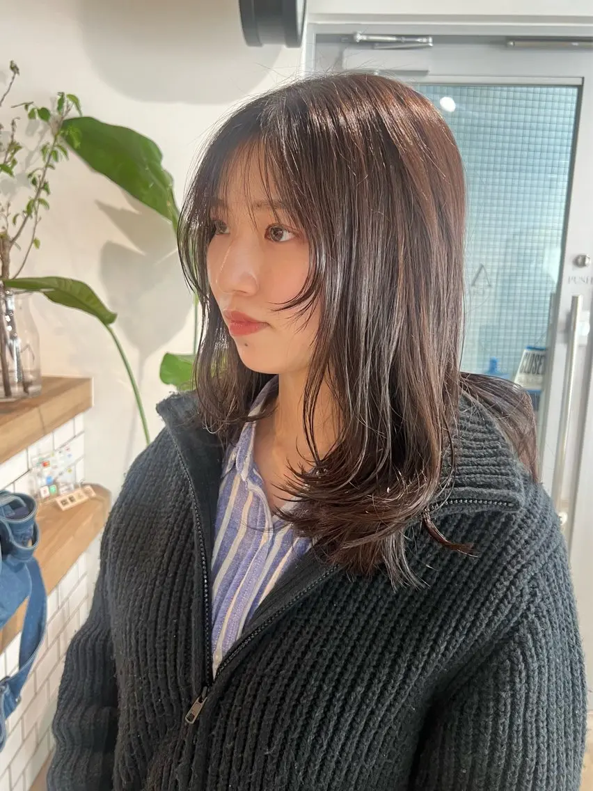 セミロング カラー レイヤーカット カット ヘアカラー トリートメント 透明感カラー💎前髪 顔まわり/小由葵のヘアスタイル