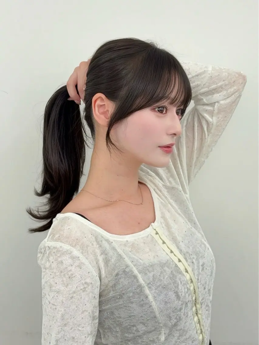 ロング カラー レイヤーカット 小顔カット カット ヘアカラー トリートメント 韓国ヘア/レイヤー/ 顔まわり足立遥奈のヘアスタイル