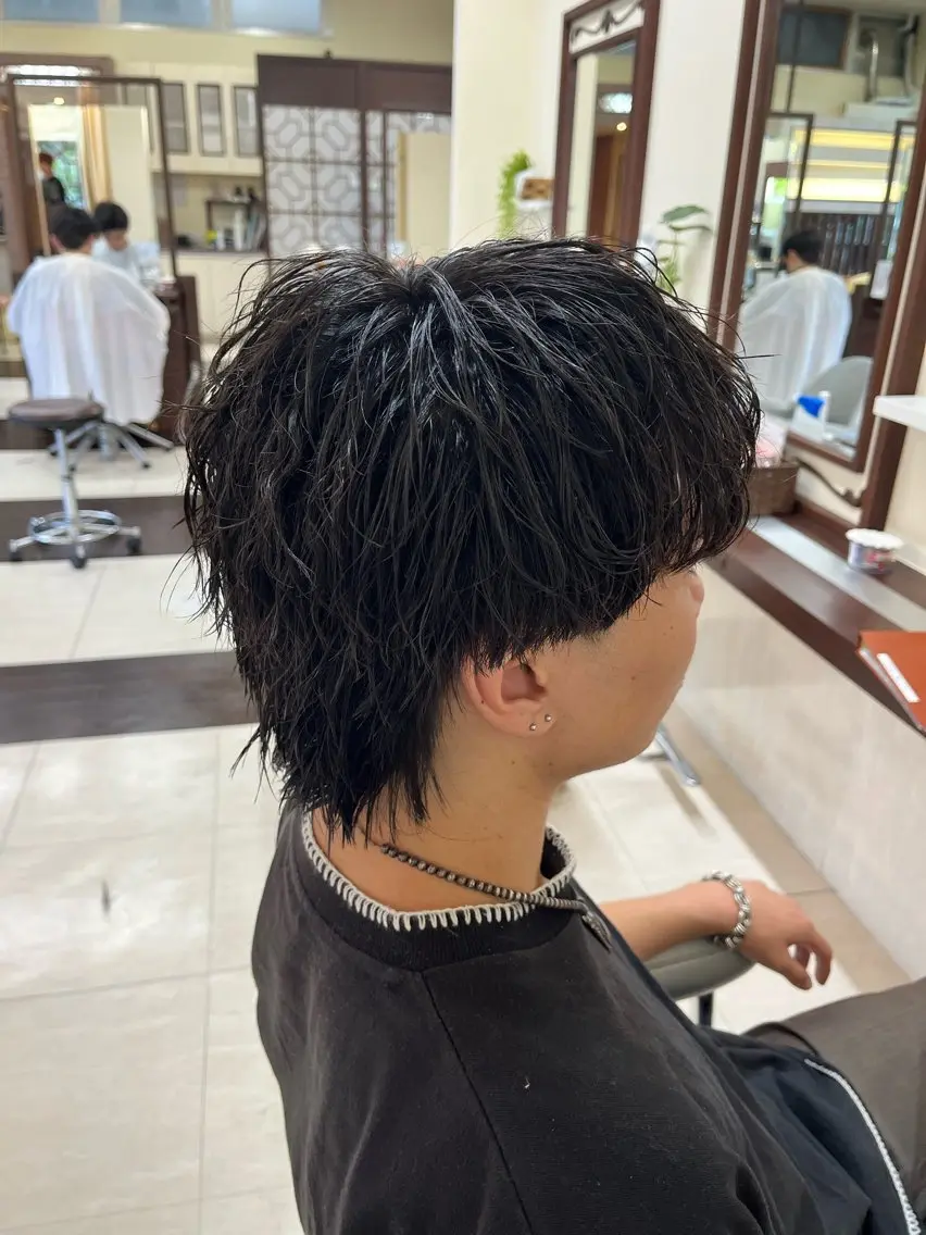 ショート パーマ メンズ マッシュウルフ マッシュ メンズパーマ メンズツイストパーマ メンズウルフカット 🧊メンズ特化🧊 高木航希のヘアスタイル