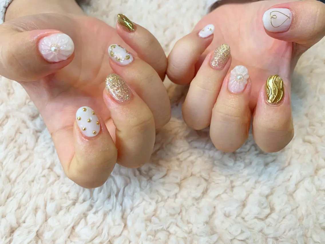 ネイル フラワーネイル ぷっくりネイル ハンドネイル GéRanium Harukaのネイルデザイン