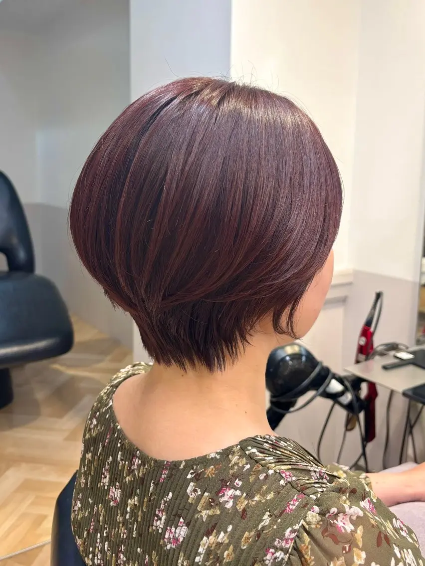 ミディアム カット ヘアカラー トリートメント 🎀クロスパーマ/ ボブ🎀MOMONAのヘアスタイル
