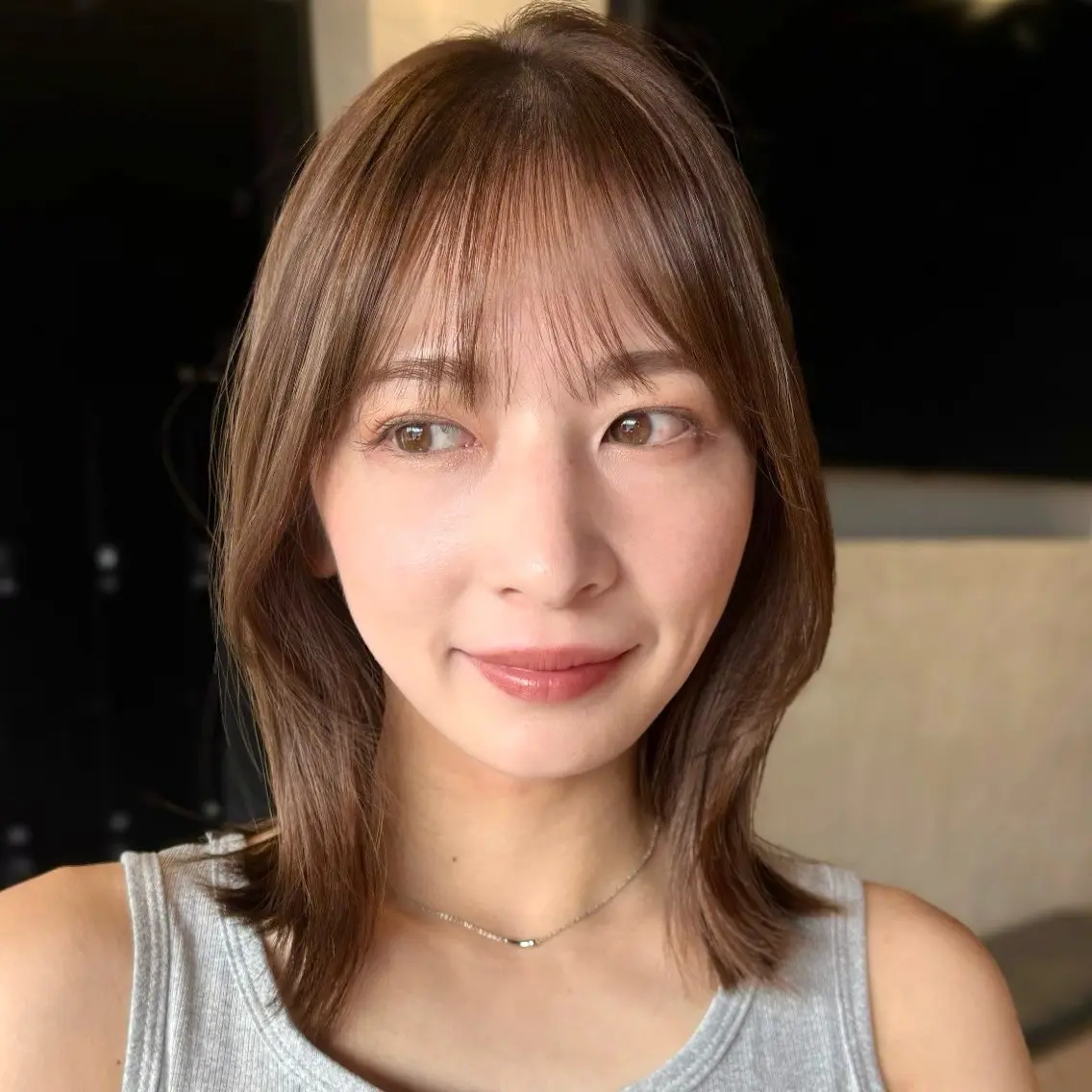 ミディアム カラー ベージュカラー ブリーチ 透明感カラー ヘーゼル ブリーチなしカラー カット ヘアカラー トリートメント 顔まわり🥨レイヤー /透明感/水口舞奈のヘアスタイル