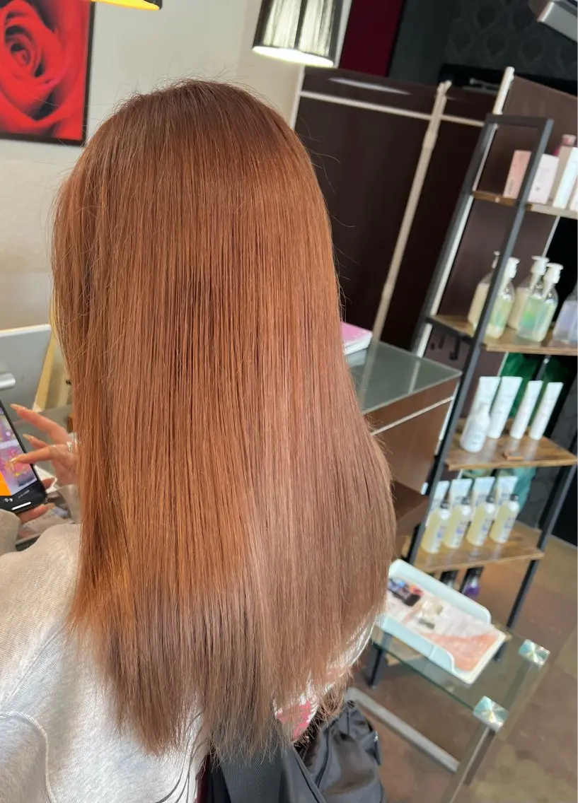 カラー ベージュカラー オレンジ オレンジベージュ ヘアカラー ＊カラー・パーマ＊ 植松彩音のヘアスタイル