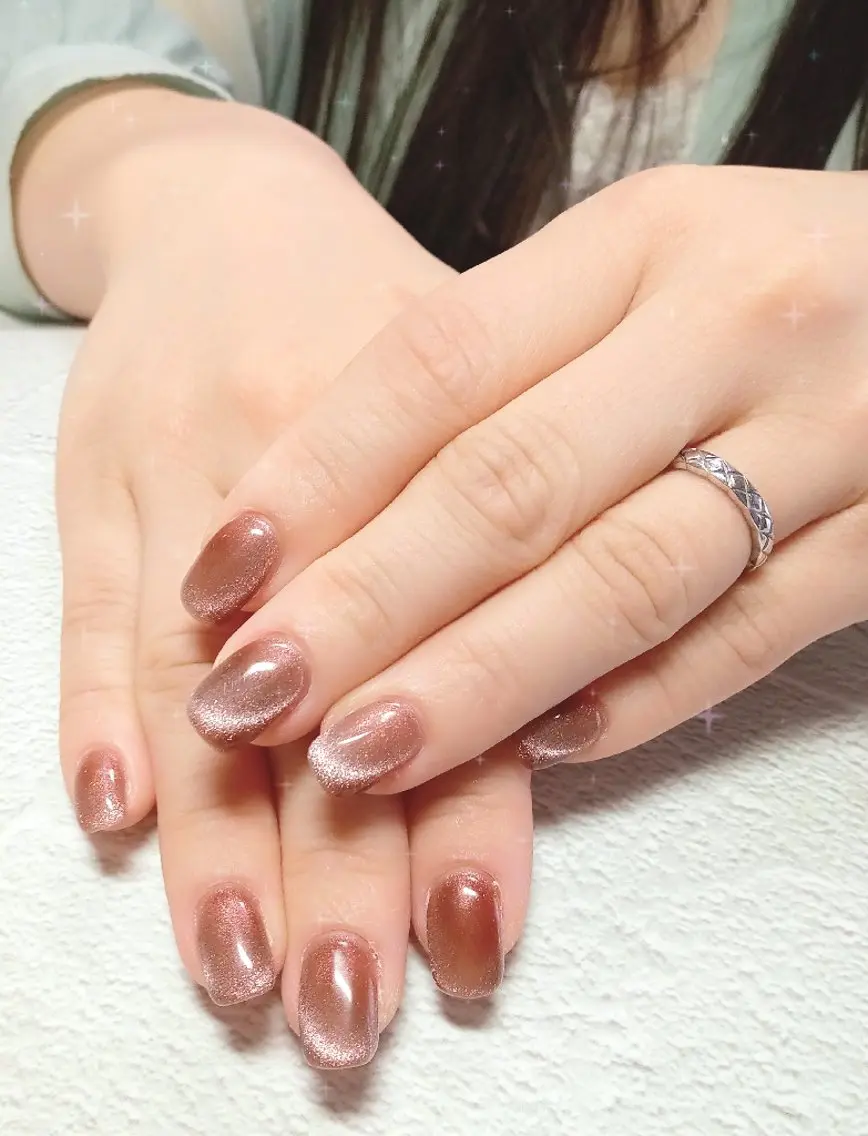 ネイル ハート キラキラネイル マグネットネイル ビー玉ネイル オフィスネイル ハンドネイル flure de neige yukiのネイルデザイン