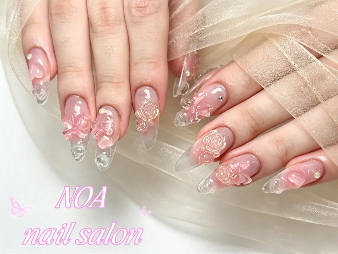 ロング 韓国風ヘア ハンドネイル Noa Nail みつきのネイルデザイン