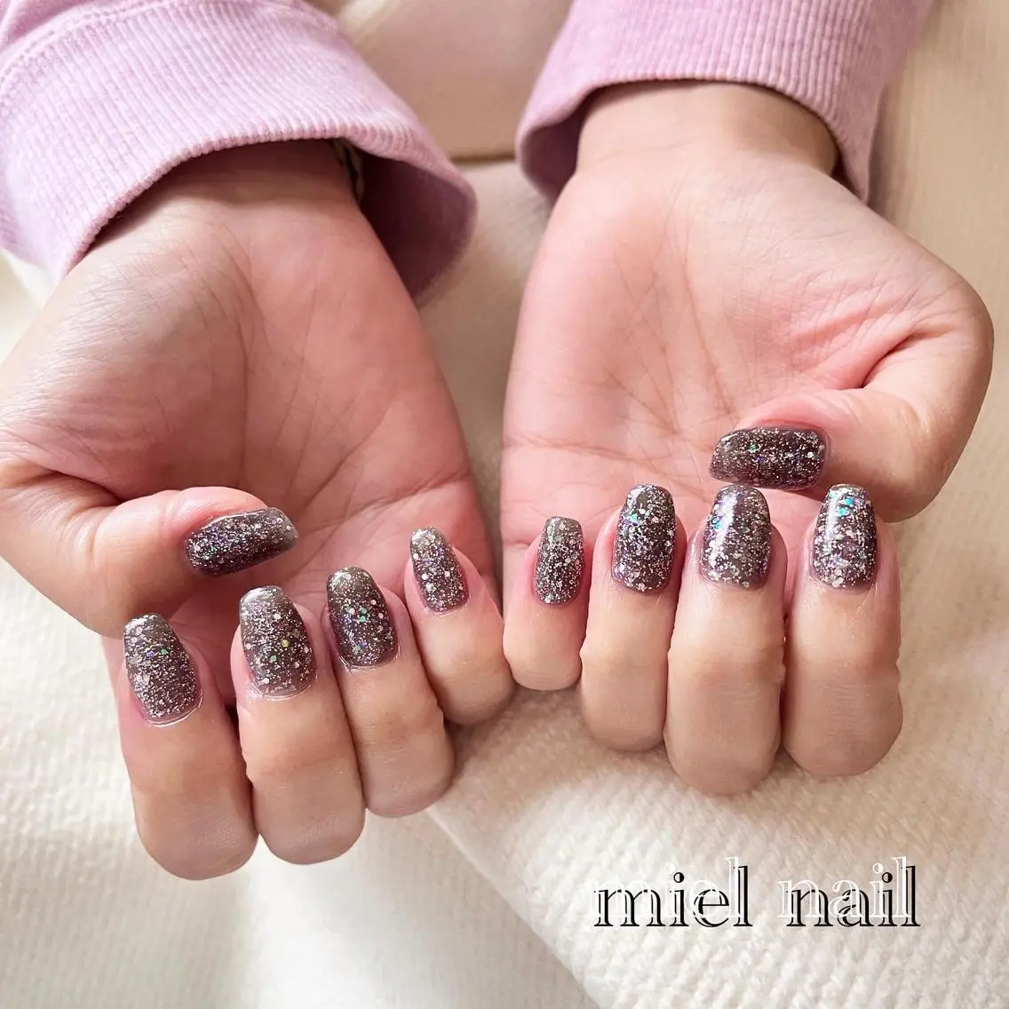 ネイル キラキラネイル ラメ(グリッター) ワンカラーネイル 春ネイル 夏ネイル ハンドネイル miel nailのネイルデザイン