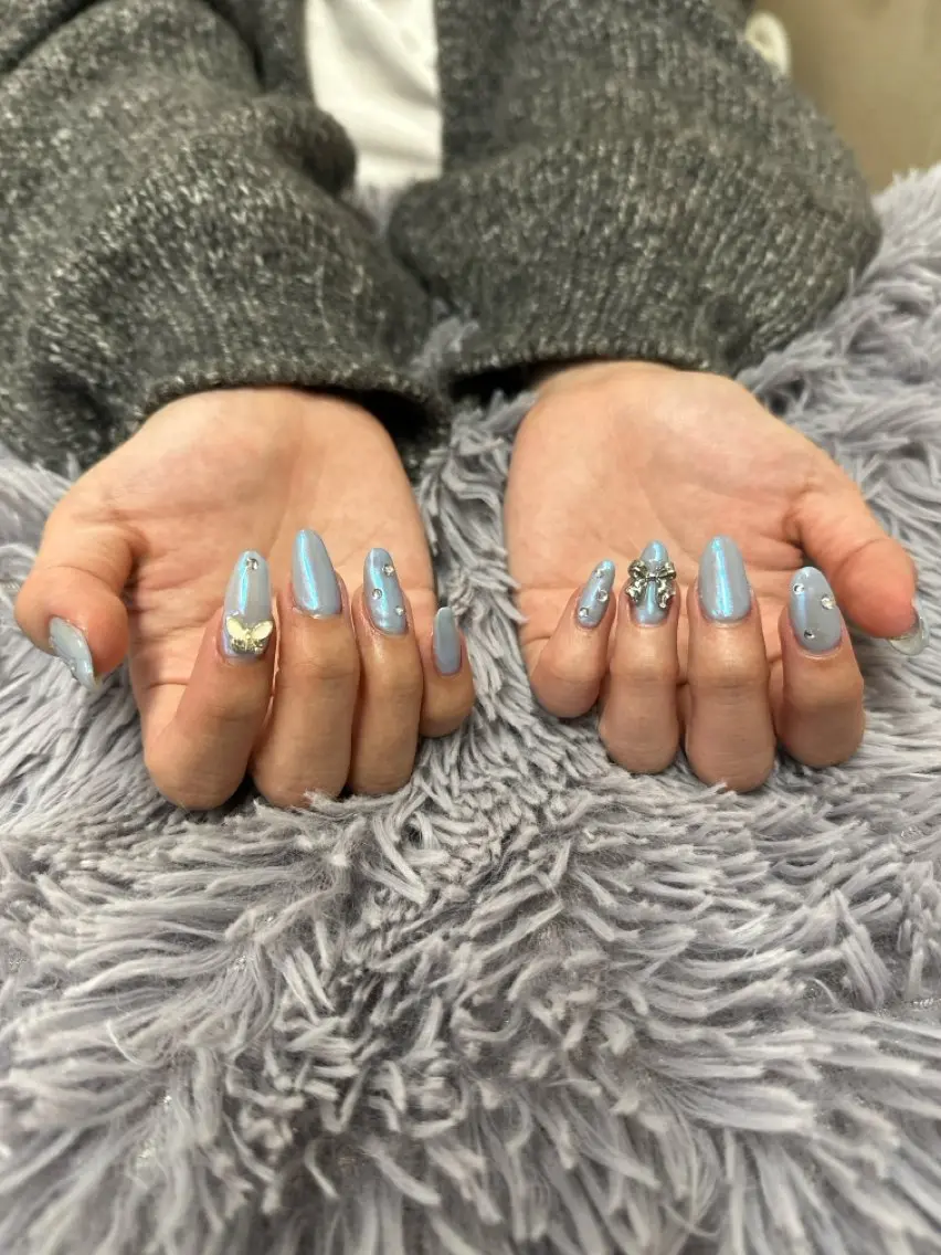 ネイル オーロラネイル 水色 POLISH サナのネイルデザイン