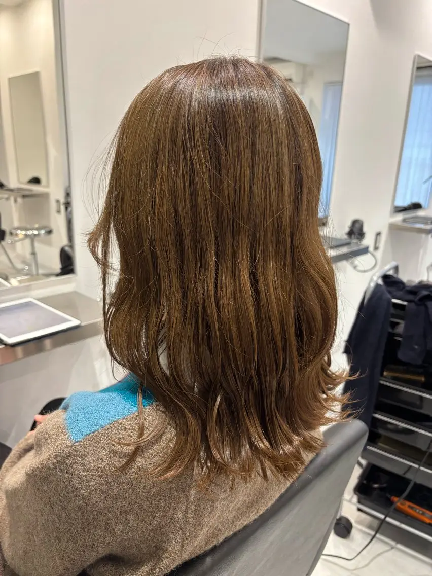 セミロング カラー ベージュカラー ブリーチ ブラウンカラー ケアブリーチ カシス ヘアカラー 🎀韓国ヘア× 透明感カラー🎀正源のヘアスタイル