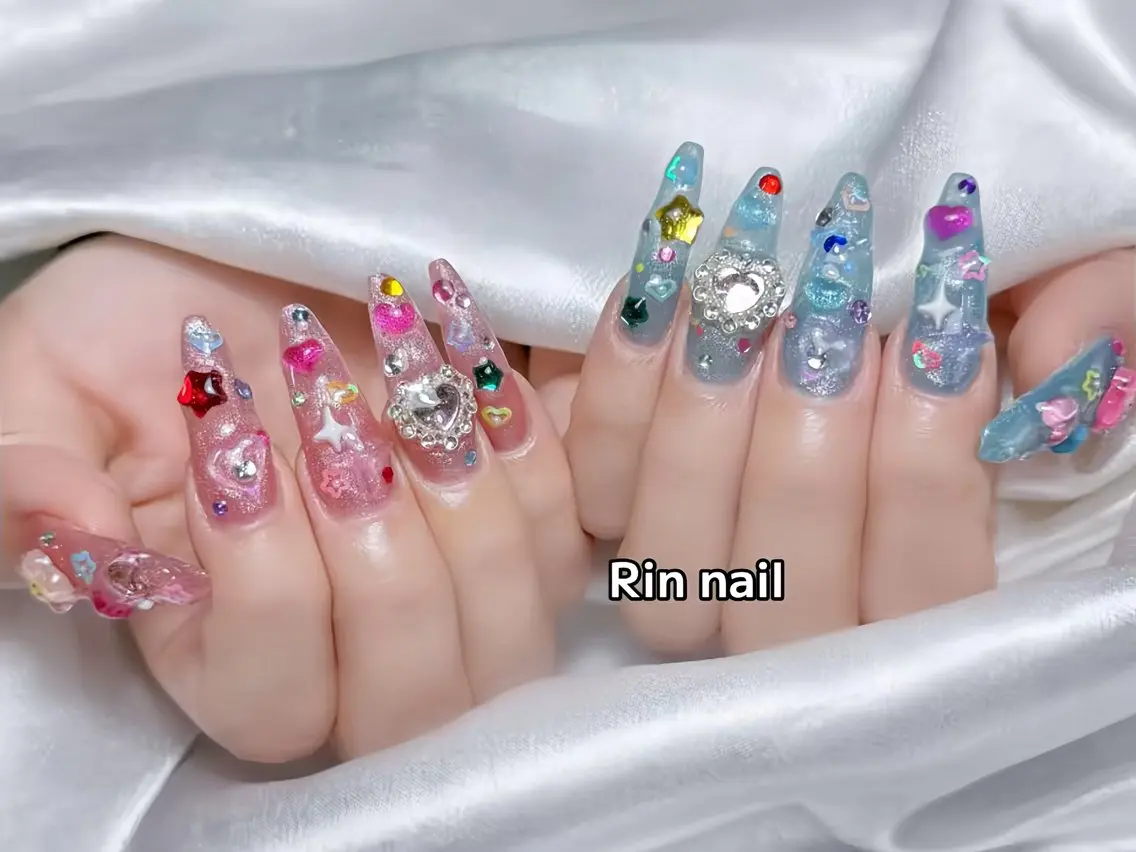 ネイル ボルドー フレンチネイル グラデーション キラキラネイル 韓国ネイル ハンドネイル Rin Nail 新大久保店のネイルデザイン