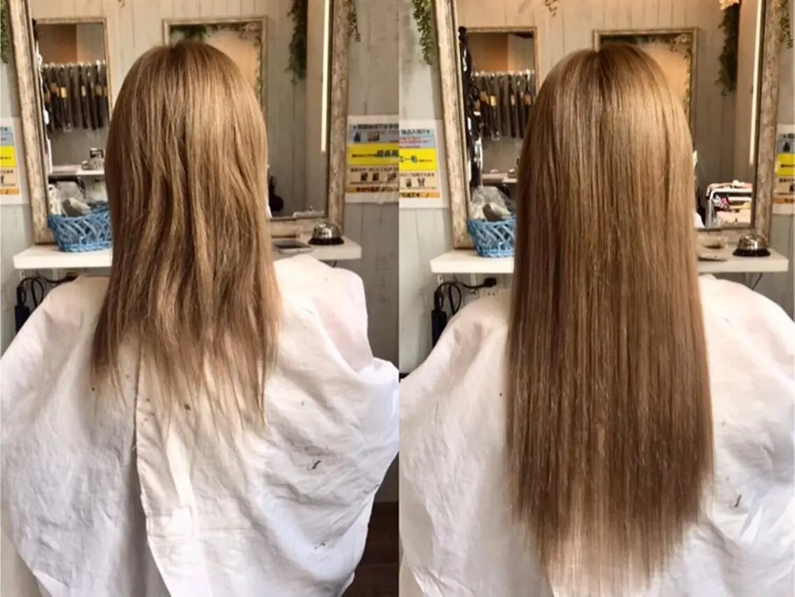カラー ロング ヘアアレンジ 大阪レミーエクステ チビ編み込みのヘアスタイル