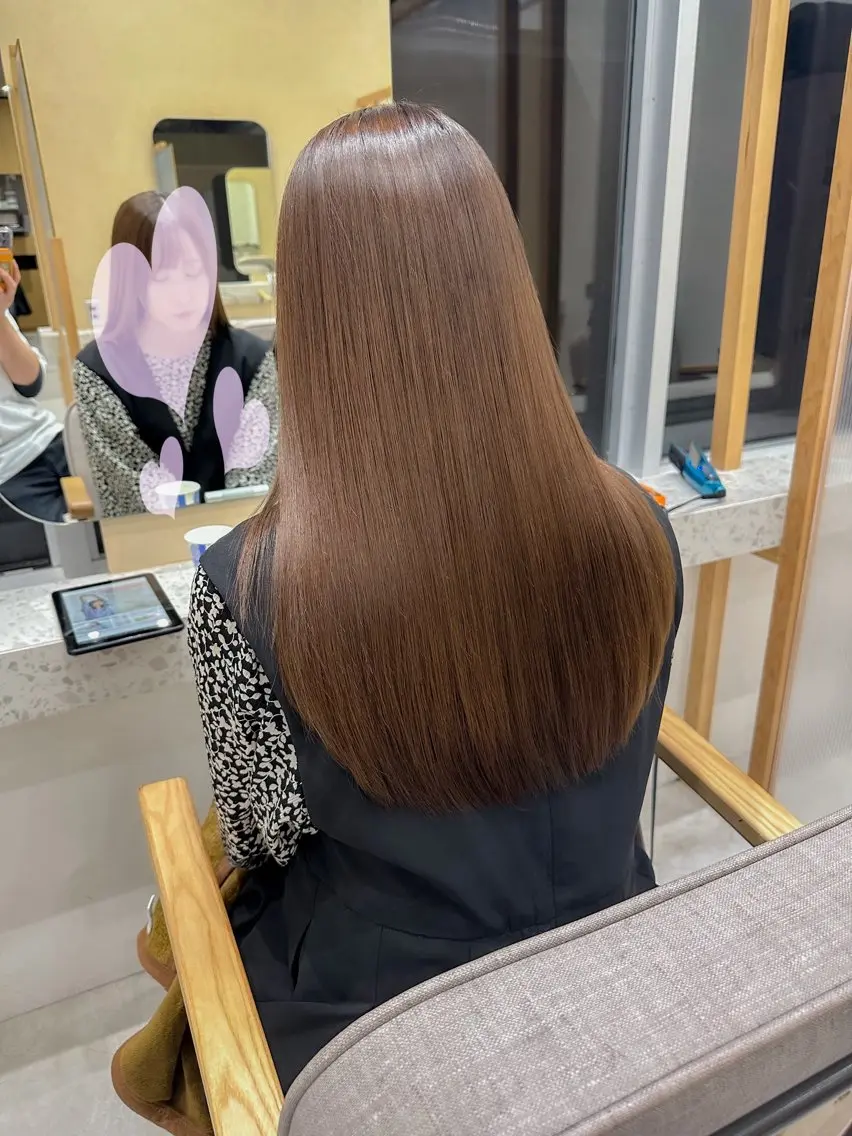 ロング カラー カット 縮毛矯正 トリートメント 髪質改善&透明感 ⭐️高本裕基のヘアスタイル
