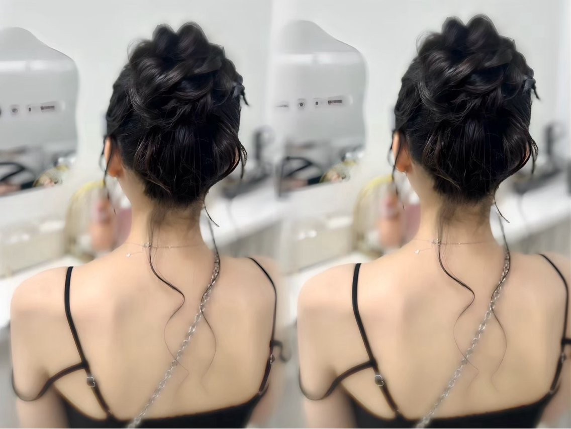 ヘアアレンジ ハーフアップ お団子ヘア ヘアセット 🪞Purasia. Yamaneのマツエク・マツパデザイン