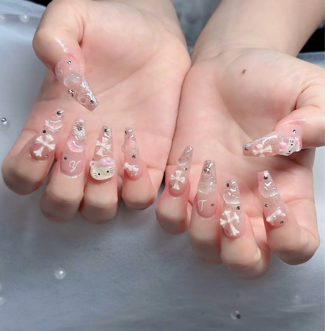 ネイル ハート キラキラネイル リボン ハンドネイル キノコ H.babynailのネイルデザイン