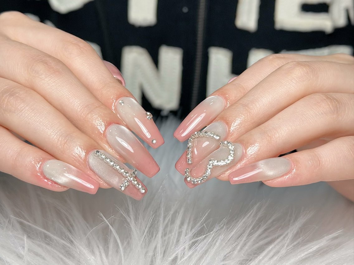 ネイル 韓国ネイル ロングネイル シンプルネイル スーパーロングネイル Luci Nail Shinokuboのネイルデザイン