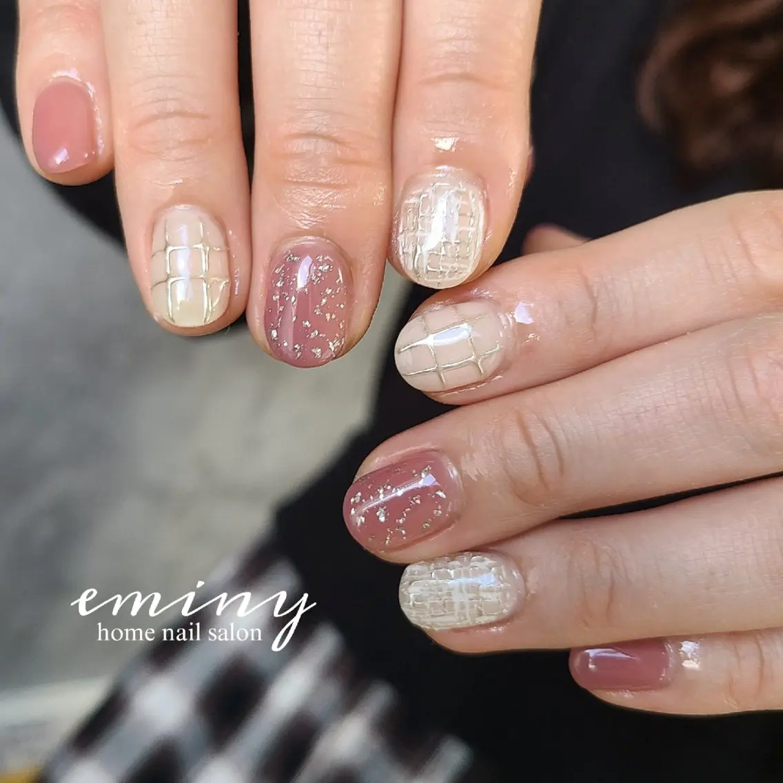 ネイル ジェルネイル キラキラネイル 韓国ネイル ミラーネイル オフィスネイル ハンドネイル nail salon  eminyのネイルデザイン