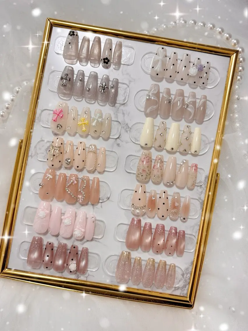 ネイル ドット マグネットネイル ピンク リボン 春ネイル ハンドネイル YM nailのネイルデザイン