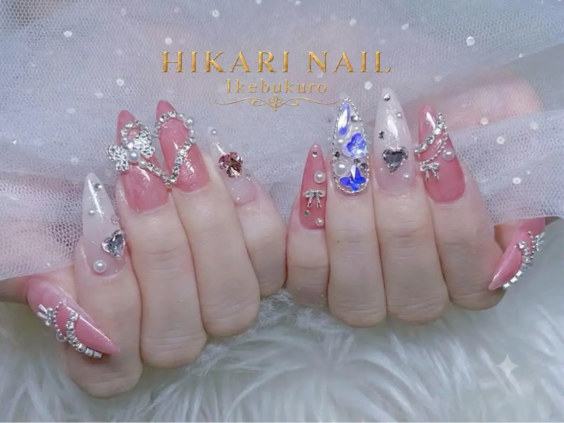 ネイル チークネイル 長さ出し フレンチネイル ガーリー ハロウィン ハンドネイル HikariNail Ikebukuroのネイルデザイン