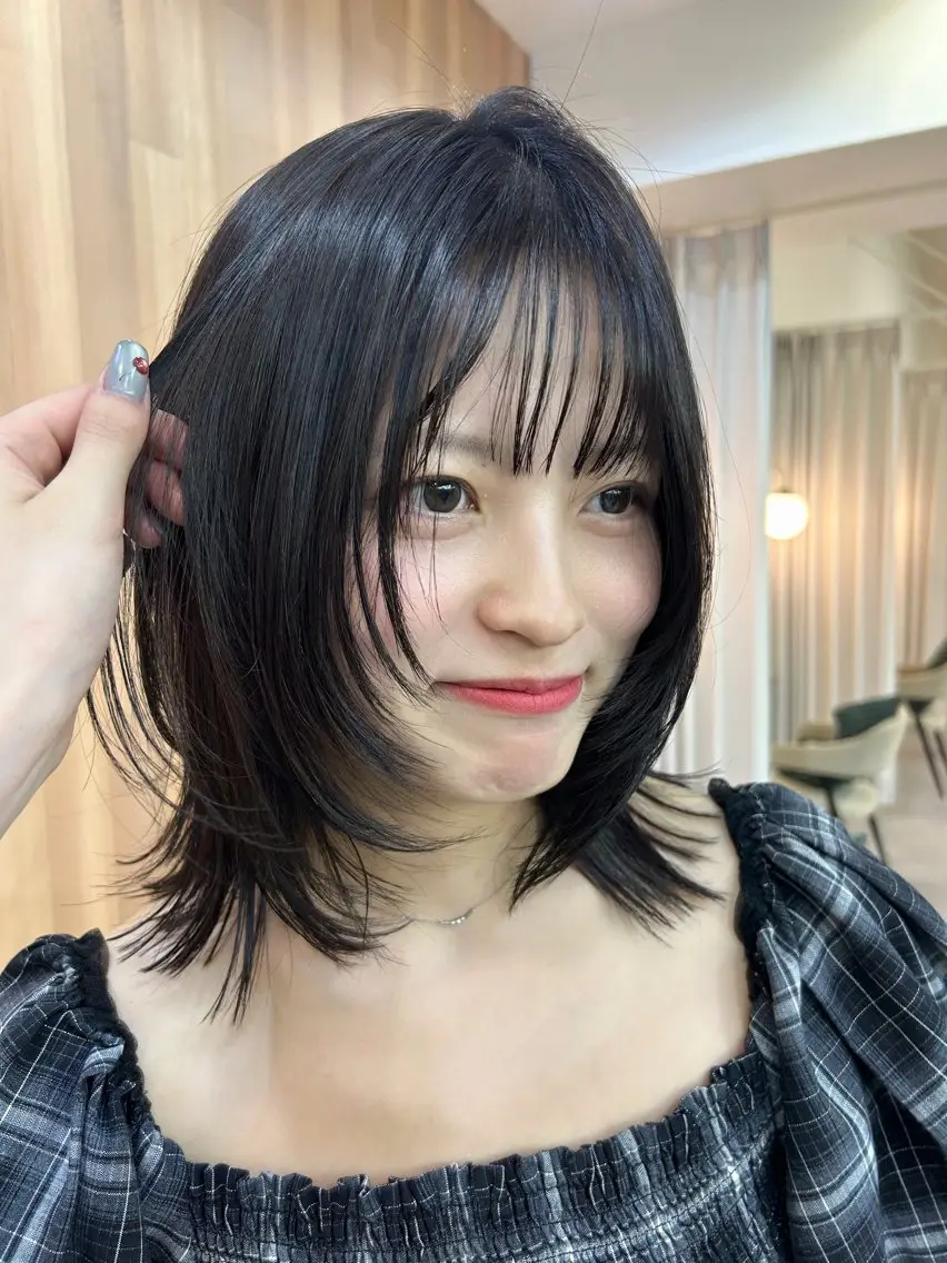 ミディアム カラー カット ヘアカラー トリートメント 田村 雪華のヘアスタイル