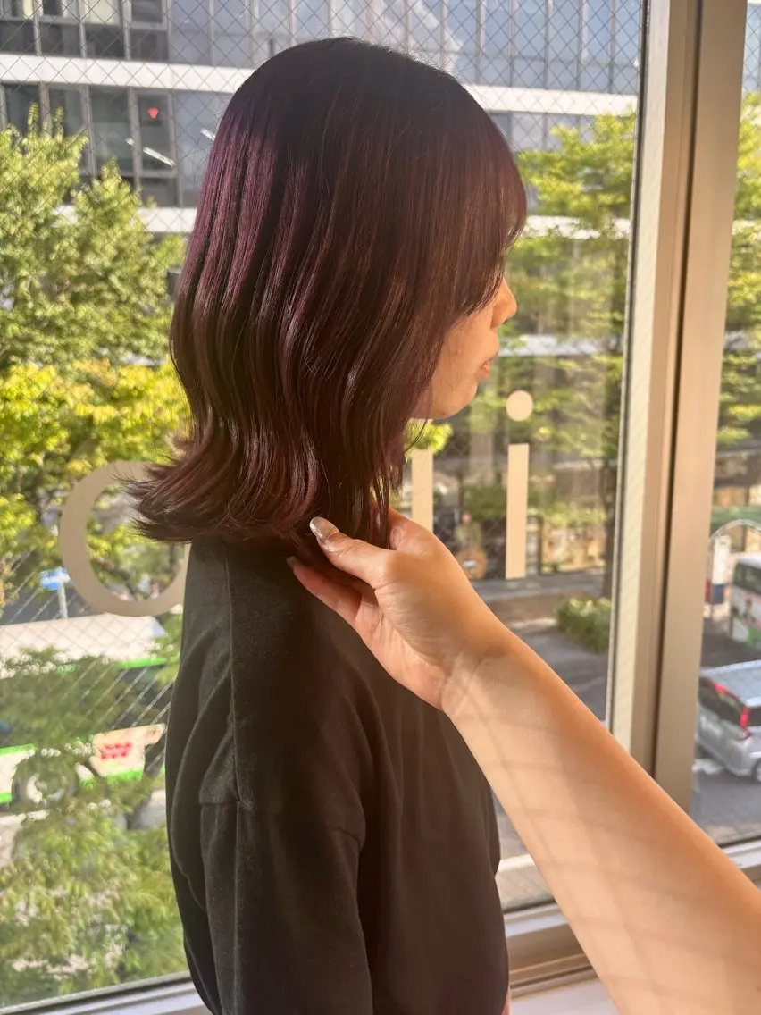 ミディアム カラー ヘアアレンジ ベージュカラー ラベンダーカラー 【韓国ヘア/透明感 カラー】makotoのヘアスタイル