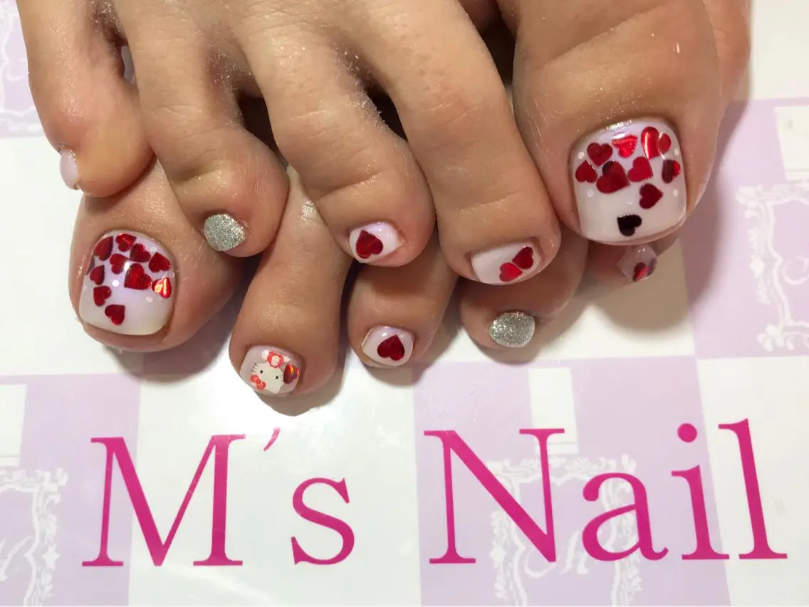 ネイル フットネイル バレンタイン M's nail ..高幡不動のネイルデザイン