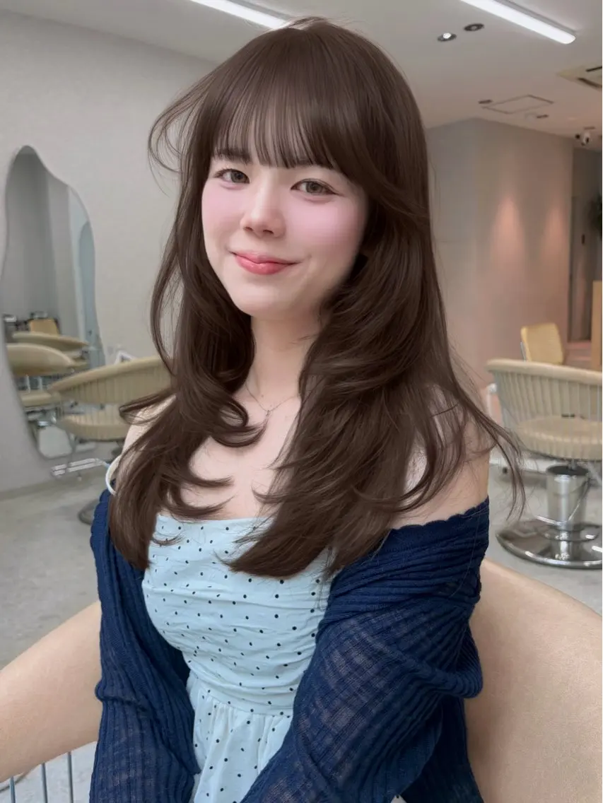 ロング カラー ブラウンカラー 透明感カラー ピンクカラー ピンクブラウン くびれヘア カット ヘアカラー トリートメント よしだ はるのヘアスタイル
