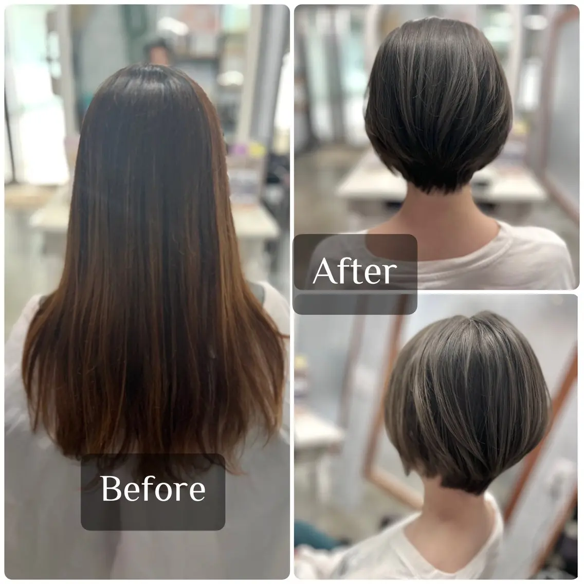 ショート カラー アッシュ ベージュカラー ダブルカラー グレージュ ショートヘア ヘアカラー Style Tのヘアスタイル
