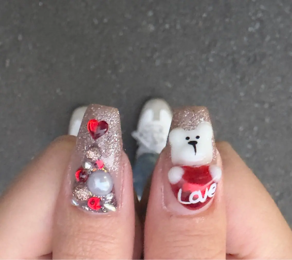 ネイル フレンチネイル 韓国ネイル マグネットネイル ミラーネイル リボン ハンドネイル MH_ Nailのネイルデザイン