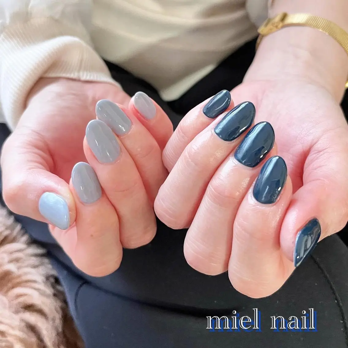 ネイル ネイビー ワンカラーネイル 冬ネイル ハンドネイル miel nailのネイルデザイン