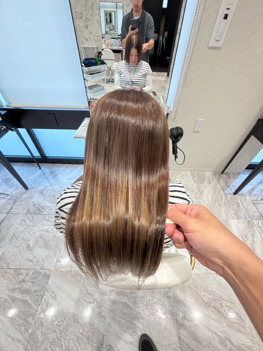 ロング カラー 髪質改善 カット トリートメント 髪質改善ストレート HANABUSA藤江のヘアスタイル