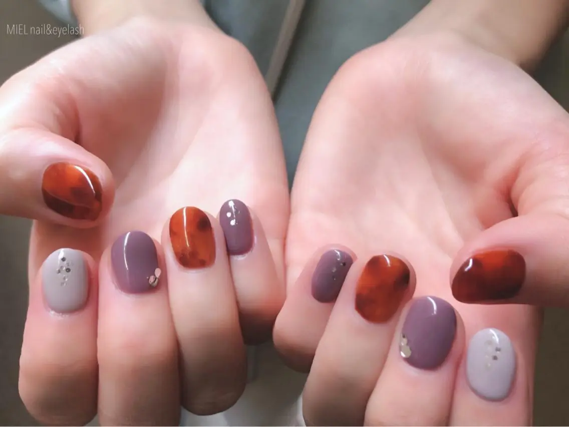 ネイル べっ甲ネイル nail salon monailのネイルデザイン